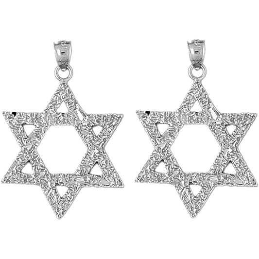 Sterling Silver 37mm Star of David Earrings