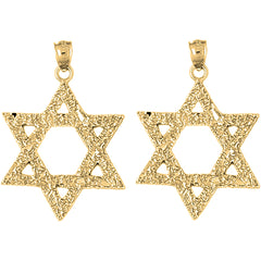 14K or 18K Gold 37mm Star of David Earrings