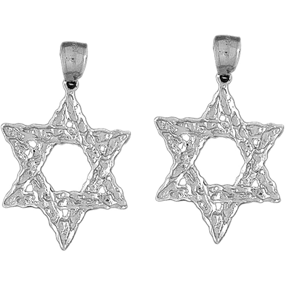 Sterling Silver 40mm Star of David Earrings