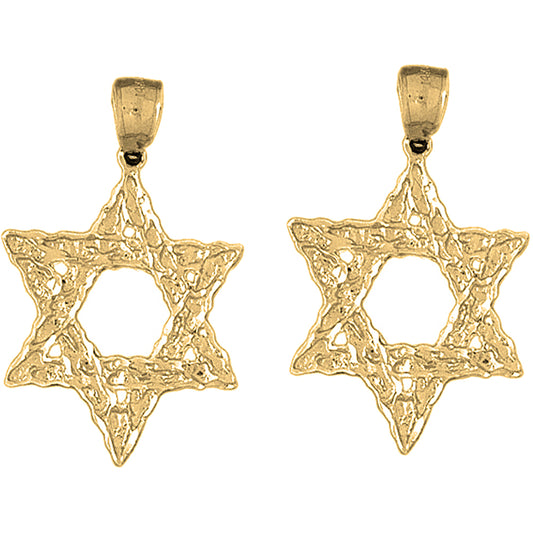 Yellow Gold-plated Silver 40mm Star of David Earrings