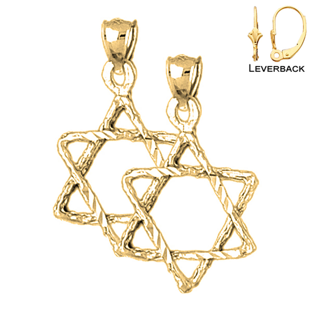 14K or 18K Gold Star of David Earrings