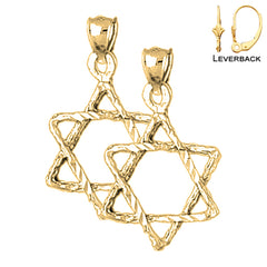 Sterling Silver 28mm Star of David Earrings (White or Yellow Gold Plated)