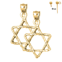 Sterling Silver 28mm Star of David Earrings (White or Yellow Gold Plated)