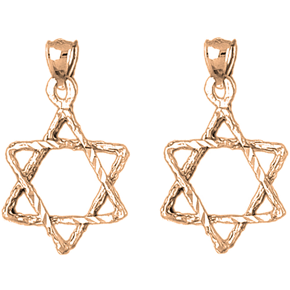 14K or 18K Gold 28mm Star of David Earrings