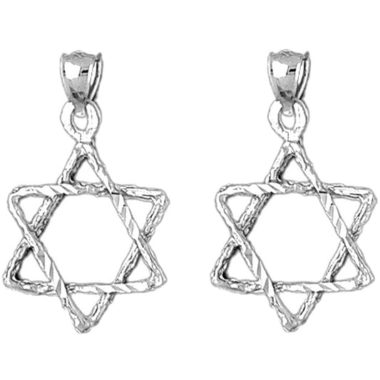 Sterling Silver 28mm Star of David Earrings