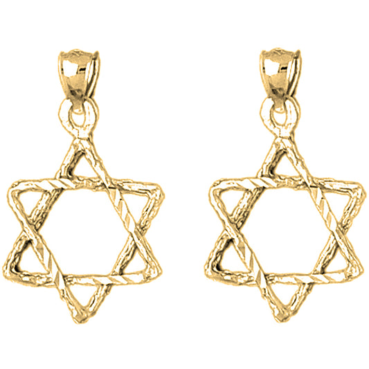 Yellow Gold-plated Silver 28mm Star of David Earrings