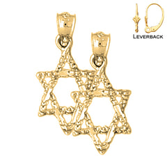Sterling Silver 21mm Star of David Earrings (White or Yellow Gold Plated)
