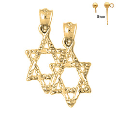 Sterling Silver 21mm Star of David Earrings (White or Yellow Gold Plated)