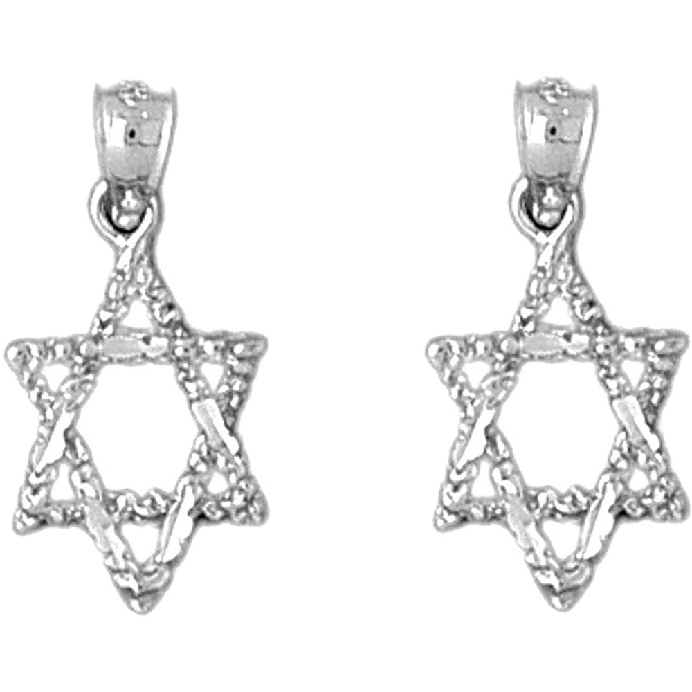 Sterling Silver 21mm Star of David Earrings