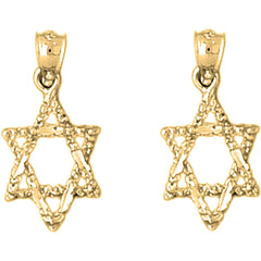 Yellow Gold-plated Silver 21mm Star of David Earrings