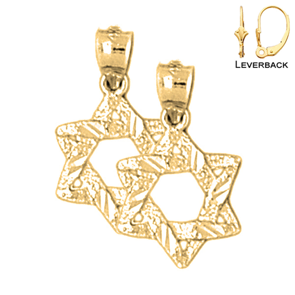 14K or 18K Gold Star of David Earrings