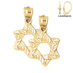 Sterling Silver 18mm Star of David Earrings (White or Yellow Gold Plated)