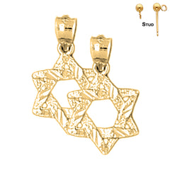 Sterling Silver 18mm Star of David Earrings (White or Yellow Gold Plated)