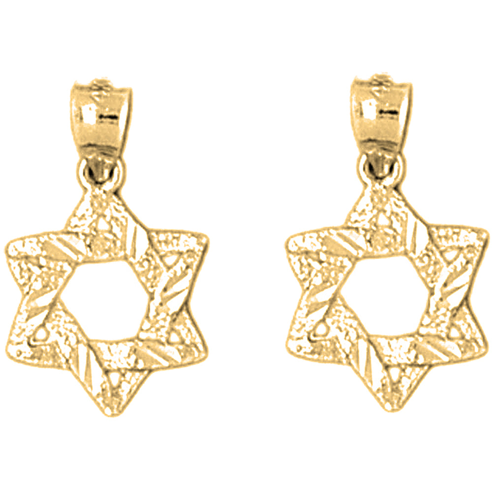 Yellow Gold-plated Silver 18mm Star of David Earrings