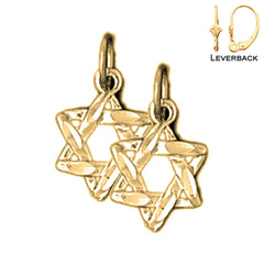 Sterling Silver 15mm Star of David Earrings (White or Yellow Gold Plated)