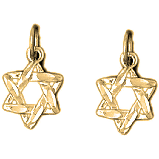 Yellow Gold-plated Silver 15mm Star of David Earrings