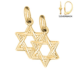 Sterling Silver 16mm Star of David Earrings (White or Yellow Gold Plated)