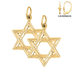 Sterling Silver 23mm Star of David Earrings (White or Yellow Gold Plated)