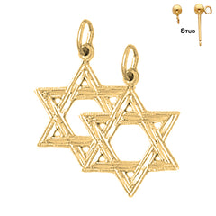 Sterling Silver 23mm Star of David Earrings (White or Yellow Gold Plated)