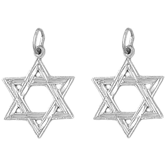 Sterling Silver 23mm Star of David Earrings