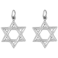 Sterling Silver 23mm Star of David Earrings