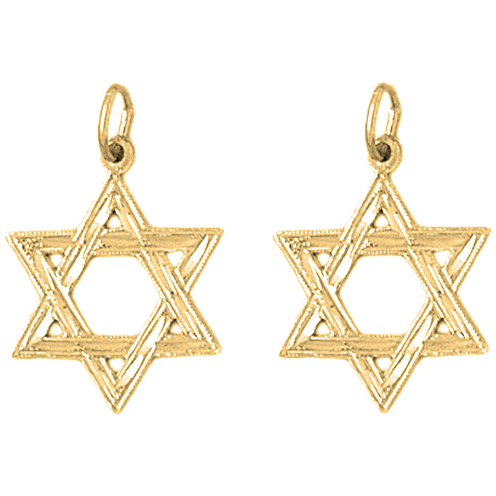 Yellow Gold-plated Silver 23mm Star of David Earrings