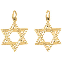 Yellow Gold-plated Silver 23mm Star of David Earrings