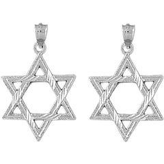 Sterling Silver 33mm Star of David Earrings