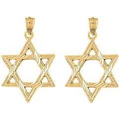 Yellow Gold-plated Silver 33mm Star of David Earrings