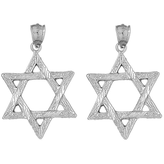 Sterling Silver 41mm Star of David Earrings