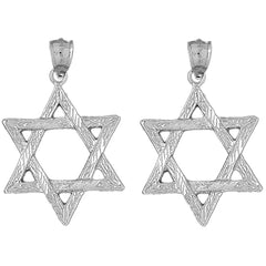 Sterling Silver 41mm Star of David Earrings