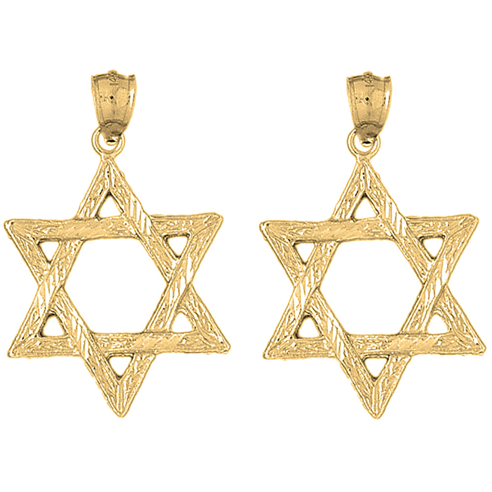 Yellow Gold-plated Silver 41mm Star of David Earrings