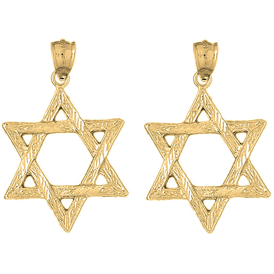 Yellow Gold-plated Silver 41mm Star of David Earrings