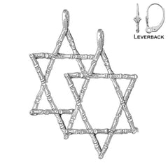 Sterling Silver 45mm Star of David Earrings (White or Yellow Gold Plated)