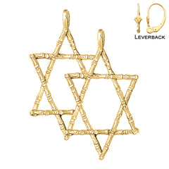 Sterling Silver 45mm Star of David Earrings (White or Yellow Gold Plated)