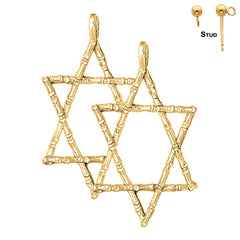 Sterling Silver 45mm Star of David Earrings (White or Yellow Gold Plated)