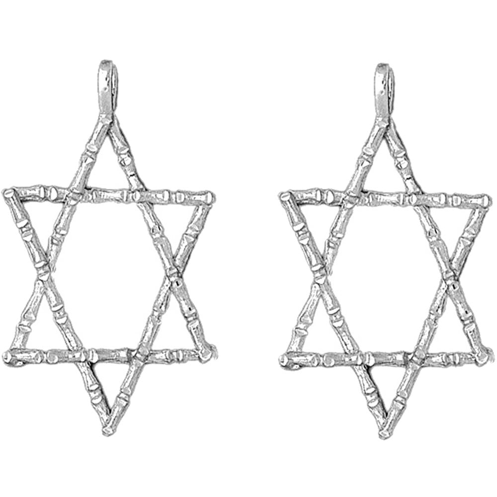 Sterling Silver 45mm Star of David Earrings