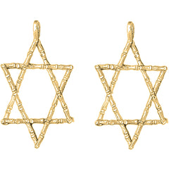 Yellow Gold-plated Silver 45mm Star of David Earrings