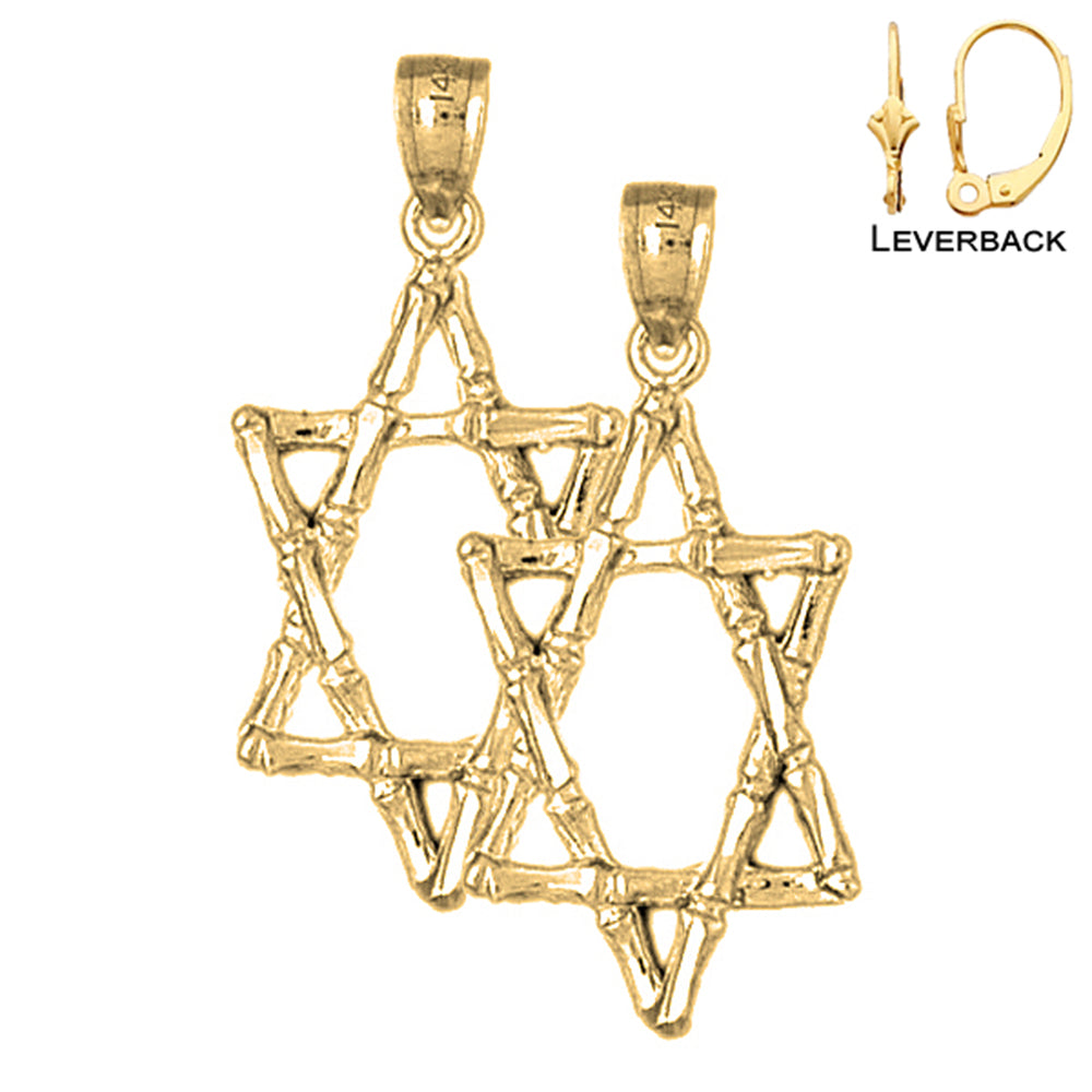 14K or 18K Gold Star of David Earrings