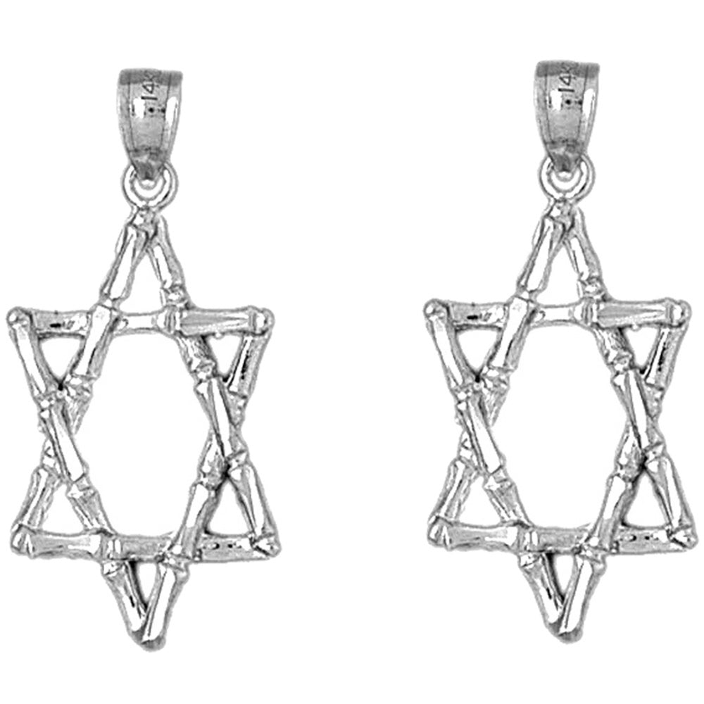 Sterling Silver 34mm Star of David Earrings