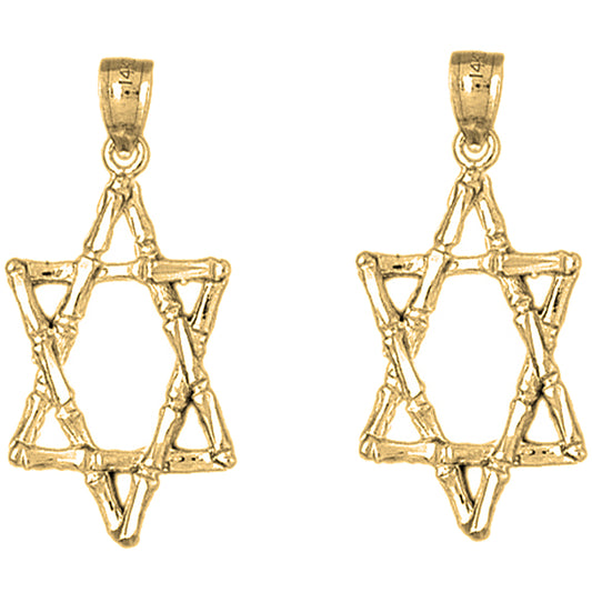 Yellow Gold-plated Silver 34mm Star of David Earrings