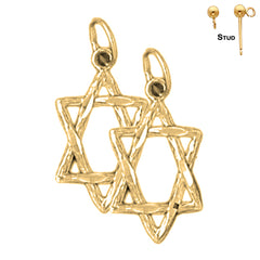 Sterling Silver 21mm Star of David Earrings (White or Yellow Gold Plated)