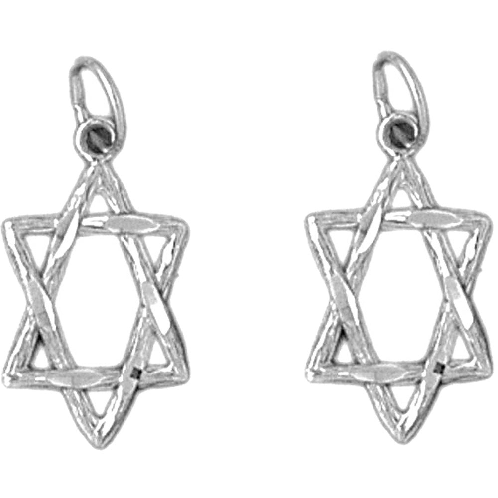 Sterling Silver 21mm Star of David Earrings