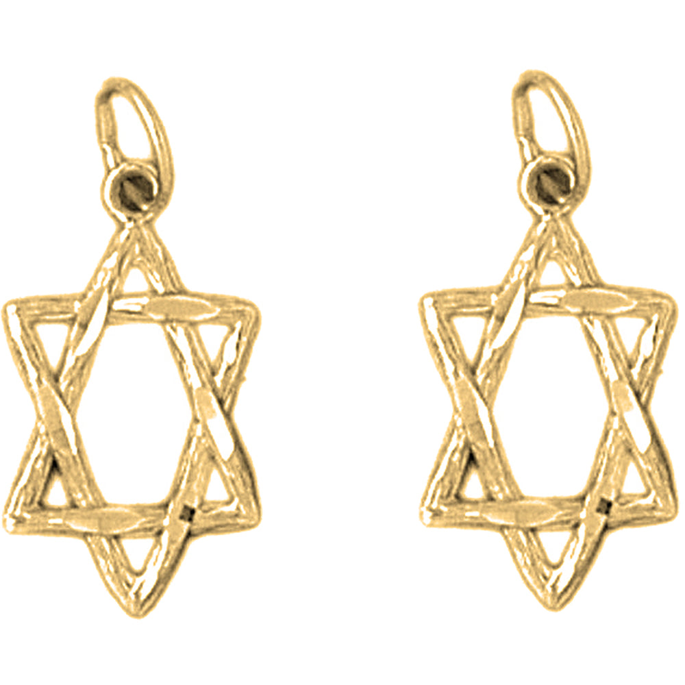 Yellow Gold-plated Silver 21mm Star of David Earrings