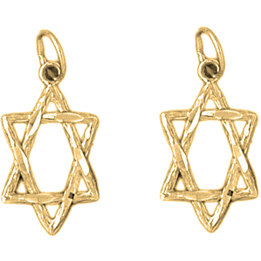 Yellow Gold-plated Silver 21mm Star of David Earrings