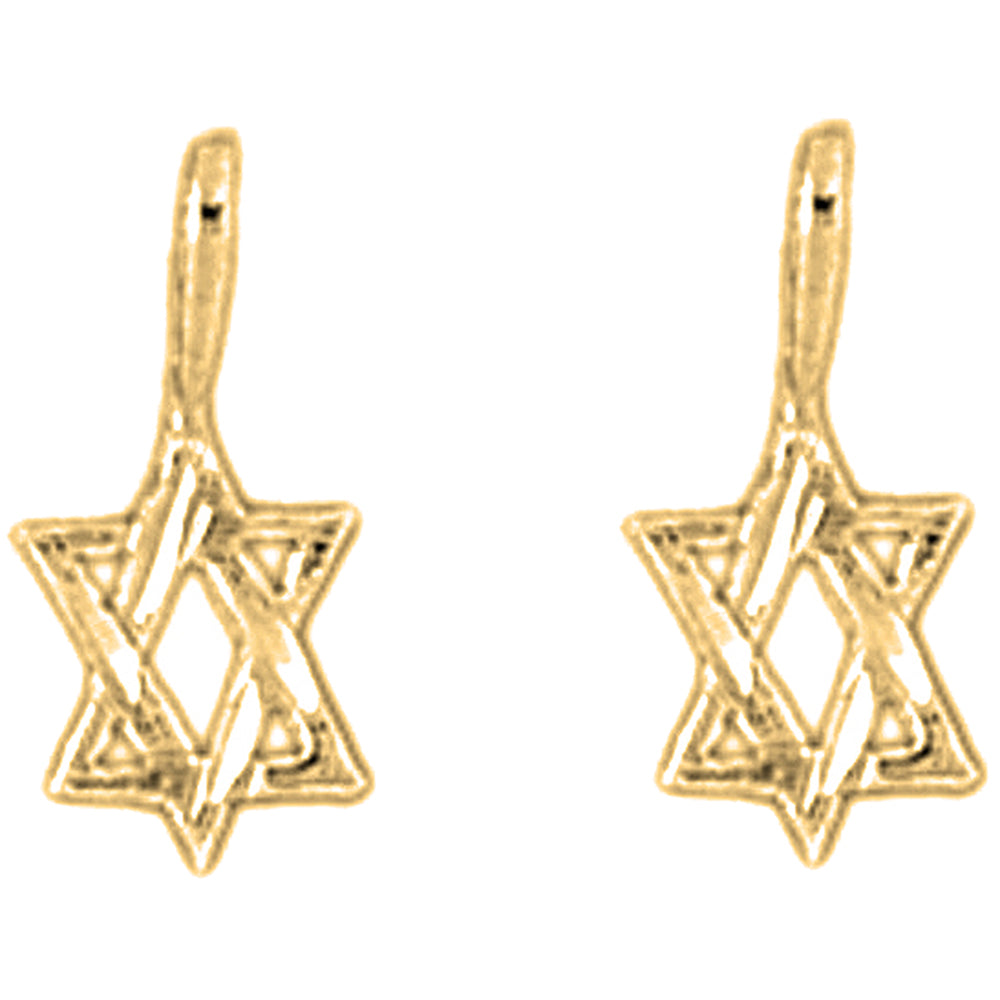 Yellow Gold-plated Silver 13mm Star of David Earrings