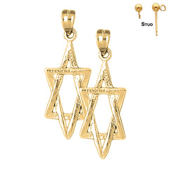 Sterling Silver 36mm Star of David Earrings (White or Yellow Gold Plated)