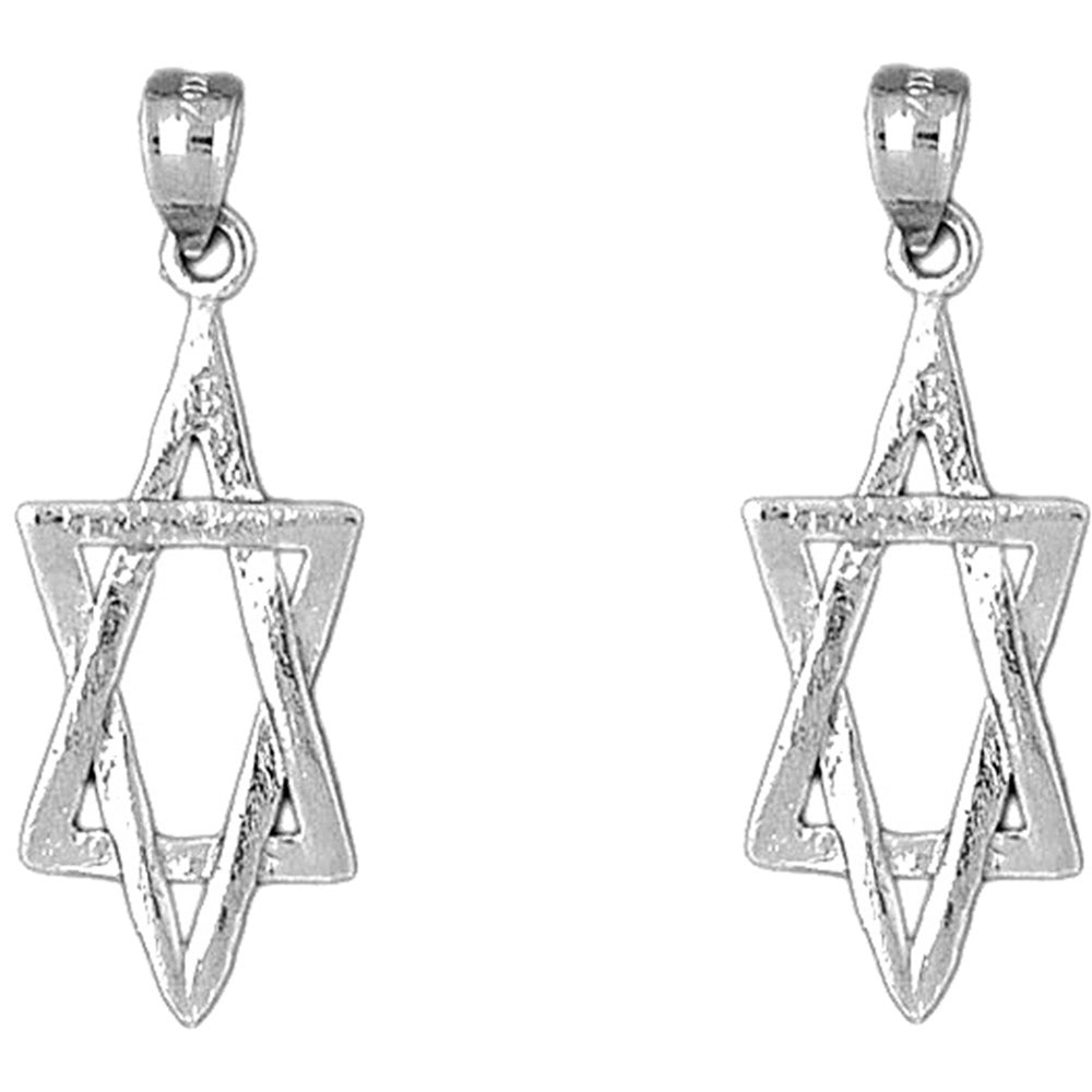 Sterling Silver 36mm Star of David Earrings