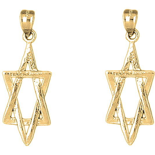 Yellow Gold-plated Silver 36mm Star of David Earrings