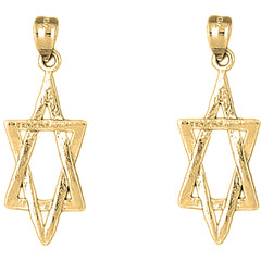 Yellow Gold-plated Silver 36mm Star of David Earrings